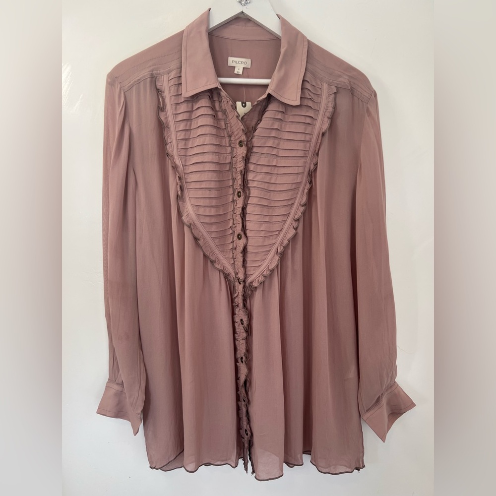 Pilcro Mauve Ruffled Blouse - Picture 3 of 9